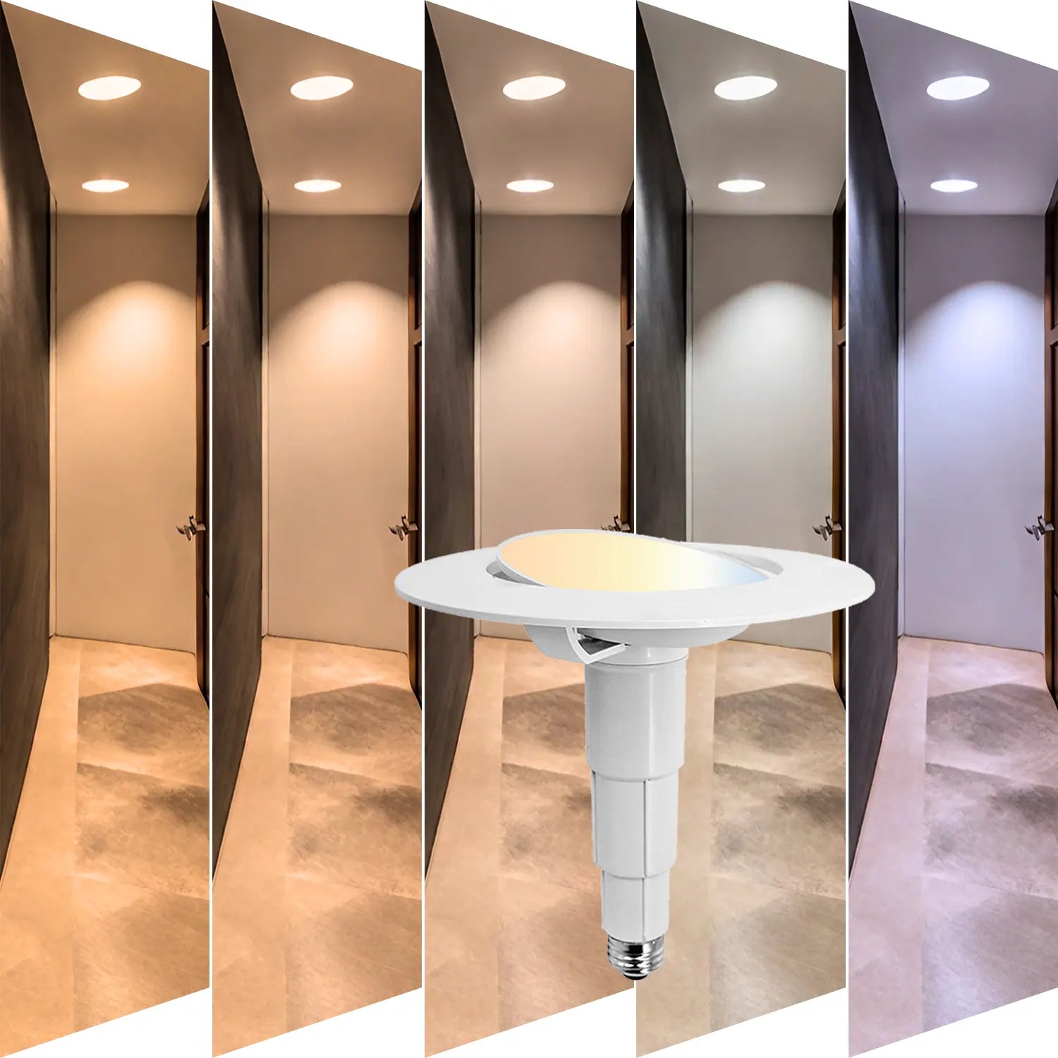 Jolux Light 5/6 in. 60w Gimbal Screw-n-Push Retrofit LED Recessed Can Lights 2700/3000/3500/4000/5000K Selectable