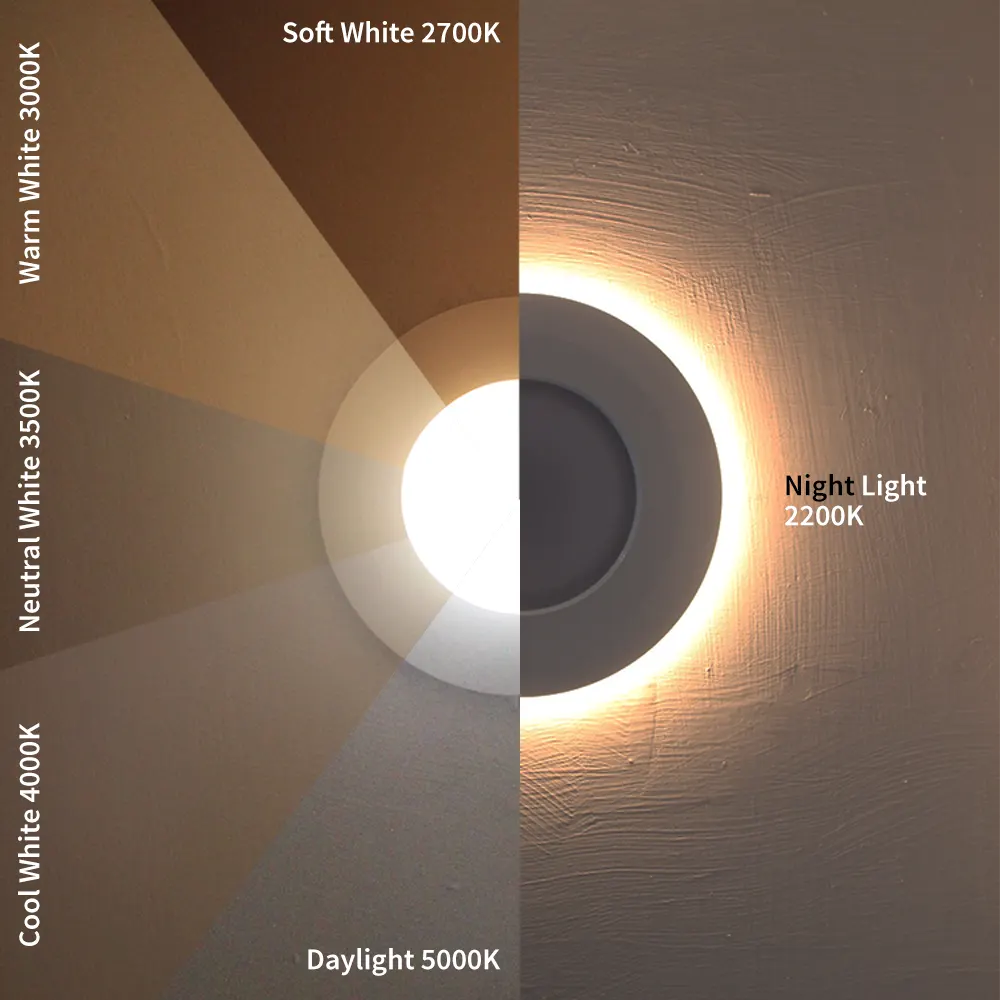 Jolux Light Recessed Can Lights 5/6 inch with Night Light, 2700K/3000K/3500K/4000K/5000K Selectable, 12W=60W, 800LM, Dimmable, Damp Rated, Simple Installation, 6-Pack
