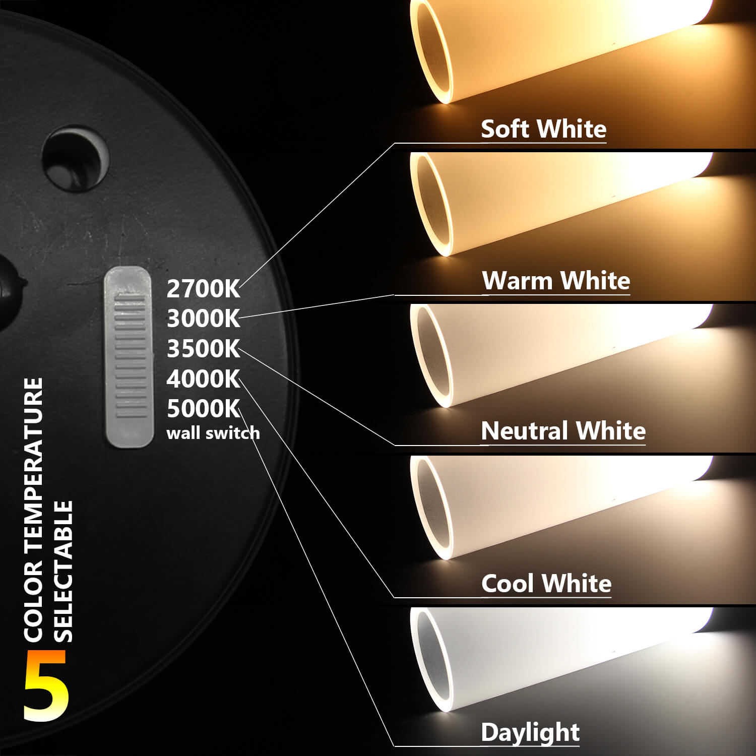 Jolux Light Modern Pendant Light, StellarGlint, Instant Convert 5/6 in. Recessed Light to Pendant Lights, 5CCT Selectable By Slider and Wall Switch, Home Decor