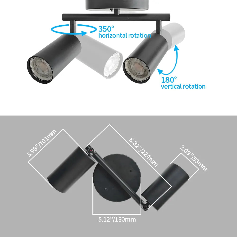 Jolux Light Track Lighting Kit, Black Ceiling Spotlights, Modern Track Light Fixture with Flexibly Rotatable Light Heads for Kitchen, Living Room