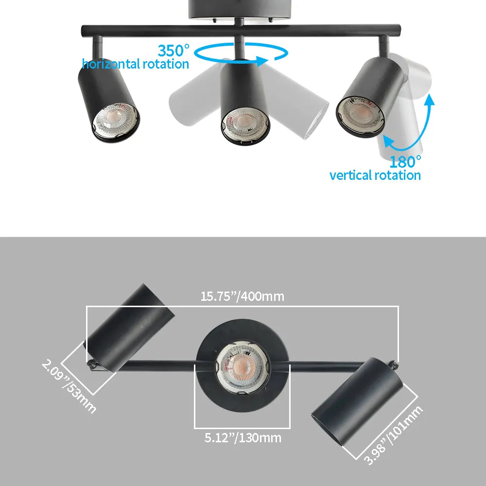 Jolux Light Track Lighting Kit, Black Ceiling Spotlights, Modern Track Light Fixture with Flexibly Rotatable Light Heads for Kitchen, Living Room