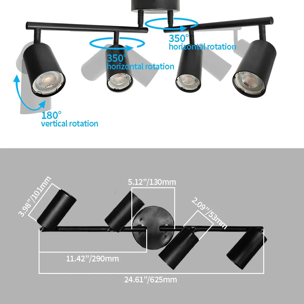 Jolux Light Track Lighting Kit, Black Ceiling Spotlights, Modern Track Light Fixture with Flexibly Rotatable Light Heads for Kitchen, Living Room