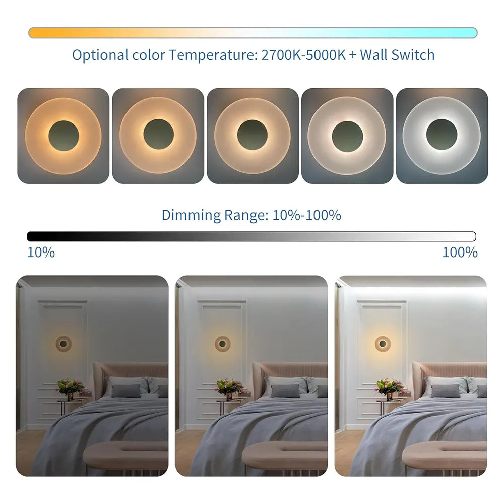 Jolux Light LED Wall Sconce Lighting, 400LM 5CCT Adjustable (2700K-5000K), Dimmable, Wall Lamps for Bathroom & Living Room & Bedroom