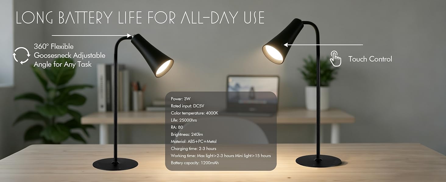 Conical Cordless Table Lamp