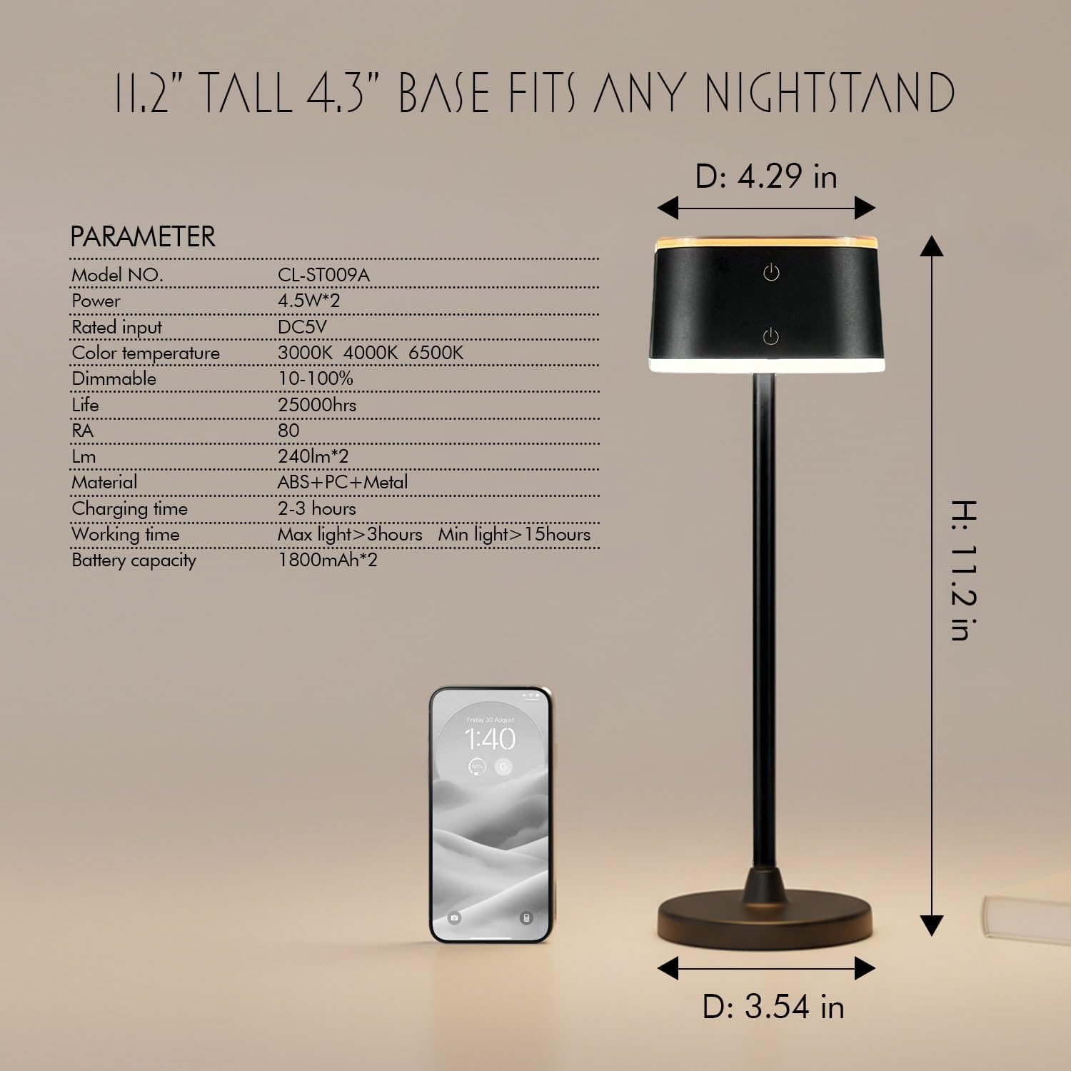 Dual-Tone Cordless Table Lamp