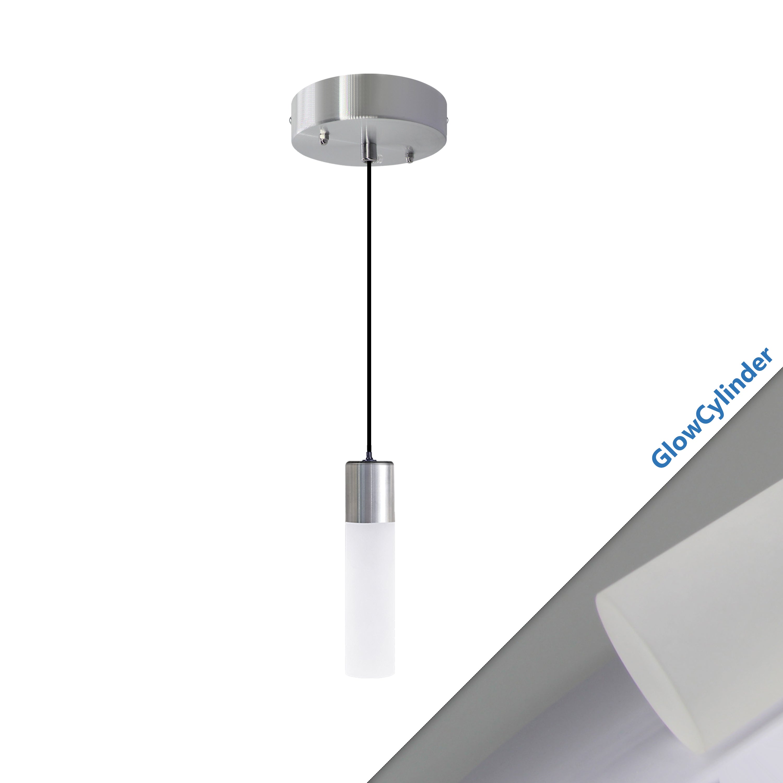 Jolux Light Modern Pendant Light, GlowCylinder, Instant Convert 5/6 in. Recessed Light to Pendant Lights, 5CCT Selectable By Slider and Wall Switch, Home Decor