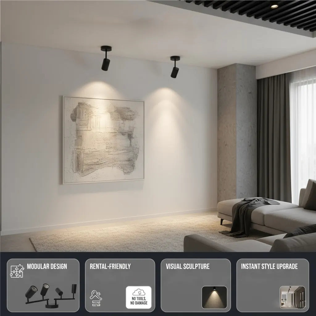 Jolux Light Track Lighting Kit, Black Ceiling Spotlights, Modern Track Light Fixture with Flexibly Rotatable Light Heads for Kitchen, Living Room